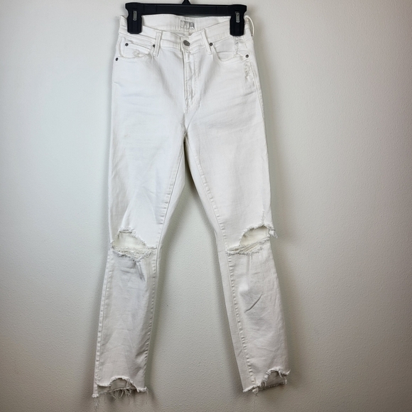 MOTHER Stunner Zip Ankle Step Fray Jeans in Little Miss Innocent 25 - Picture 2 of 9